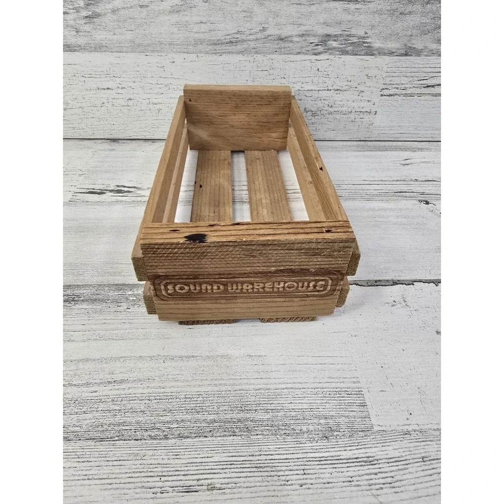 Sound Warehouse Wooden Crate Vintage Branded Slatted Media‎ Storage Box Natural